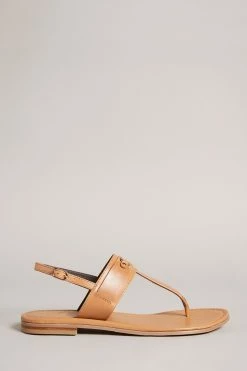 Ted Baker Tan Brown Jazmiah Leather Toe Post Flat Sandals