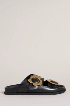 Ted Baker Flolah Black Magnolia Buckle Mule Sliders -tedbaker Shop Online unnamed file 5408
