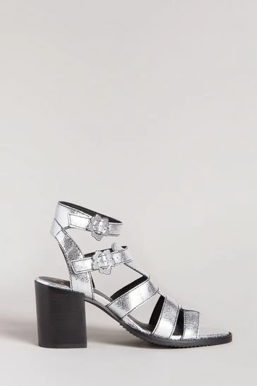 Ted Baker Silver Taylay Strappy Block Heeled Crinkled Leather Sandals 7 Ted Baker Silver Taylay Strappy Block Heeled Crinkled Leather Sandals - Image 5