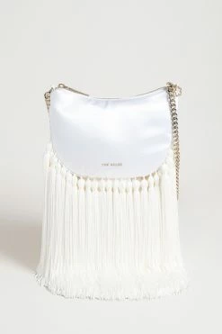 Ted Baker Tesser Cream Satin Tassel Evening Bag