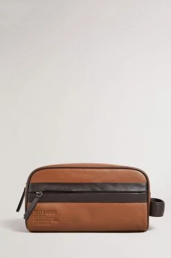 Ted Baker Mens Natural Paty Dk-Ted Branded Leather Washbag