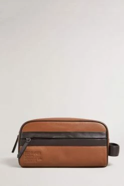 Ted Baker Mens Natural Paty Dk-Ted Branded Leather Washbag -tedbaker Shop Online unnamed file 5529
