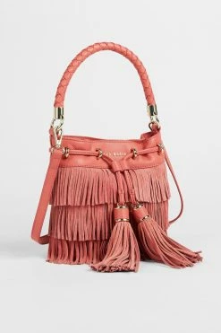 Featured Products 1 Ted Baker Paralee Red Braided Handle Fringe Mini Bucket Bag