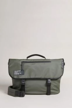 Ted Baker Mens Green Strole Rubberised Satchel Bag