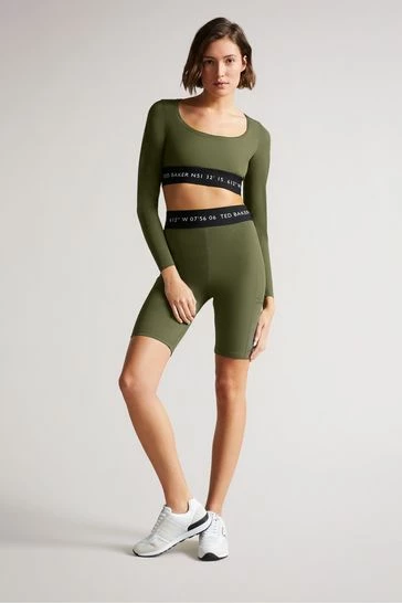 Ted Baker Dark Green Lleeya Branded Cycling Shorts 8 Ted Baker Dark Green Lleeya Branded Cycling Shorts - Image 6