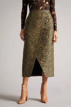 Ted Baker Black Zanthie Fixed Wrap Midi Skirt