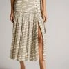 Ted Baker Brown Zebra Camel Dropped Waist Pleated Midi Skirt