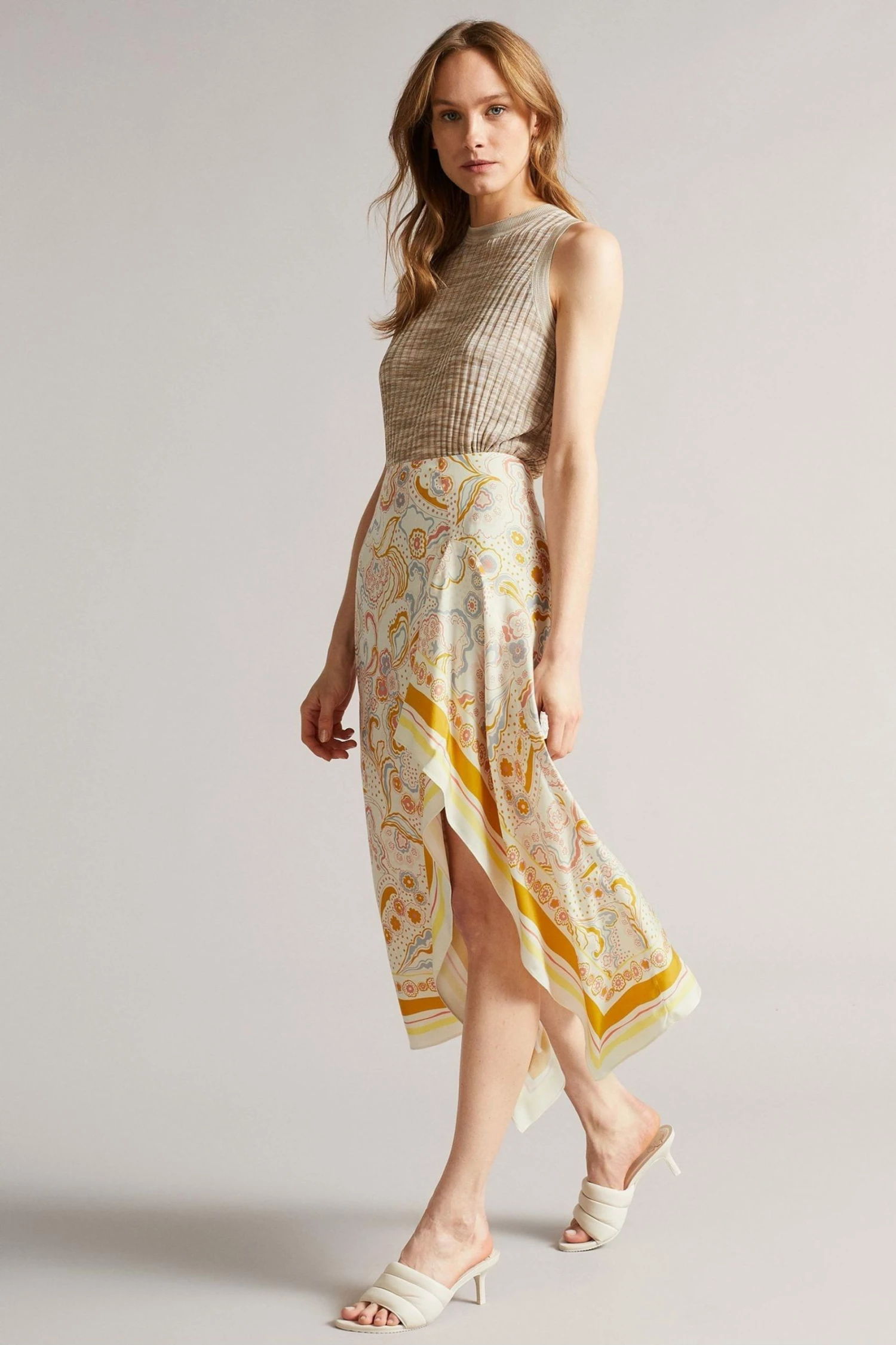 Ted Baker Yellow Rafaele Column Skirt With Curved Asymmetric Panel 3 Ted Baker Yellow Rafaele Column Skirt With Curved Asymmetric Panel
