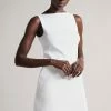 Ted Baker White Dress With Knit Bodice And Tulip Skirt