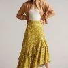 Ted Baker Dk-Orange Odissa Asymmetric Skirt With Tiered Ruffle Hem
