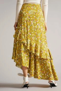 Ted Baker Dk-Orange Odissa Asymmetric Skirt With Tiered Ruffle Hem -tedbaker Shop Online unnamed file 5786