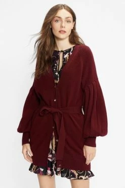 Ted Baker Purple Ttiiaa Pleat Detailed Longline Cardigan -tedbaker Shop Online unnamed file 5956