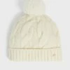 Ted Baker Hannss Chunky Cable Knitted Cream Bobble Hat