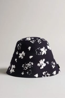 Ted Baker Dk-Navy Blue Ourne All-Over Flower Knitted Bucket Hat -tedbaker Shop Online unnamed file 6053