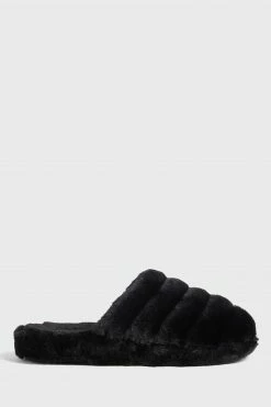 Ted Baker Black Lopsey Faux Fur Mule Slippers