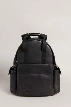 Ted Baker Mens Black Kailen Branded Leather Backpack Bag