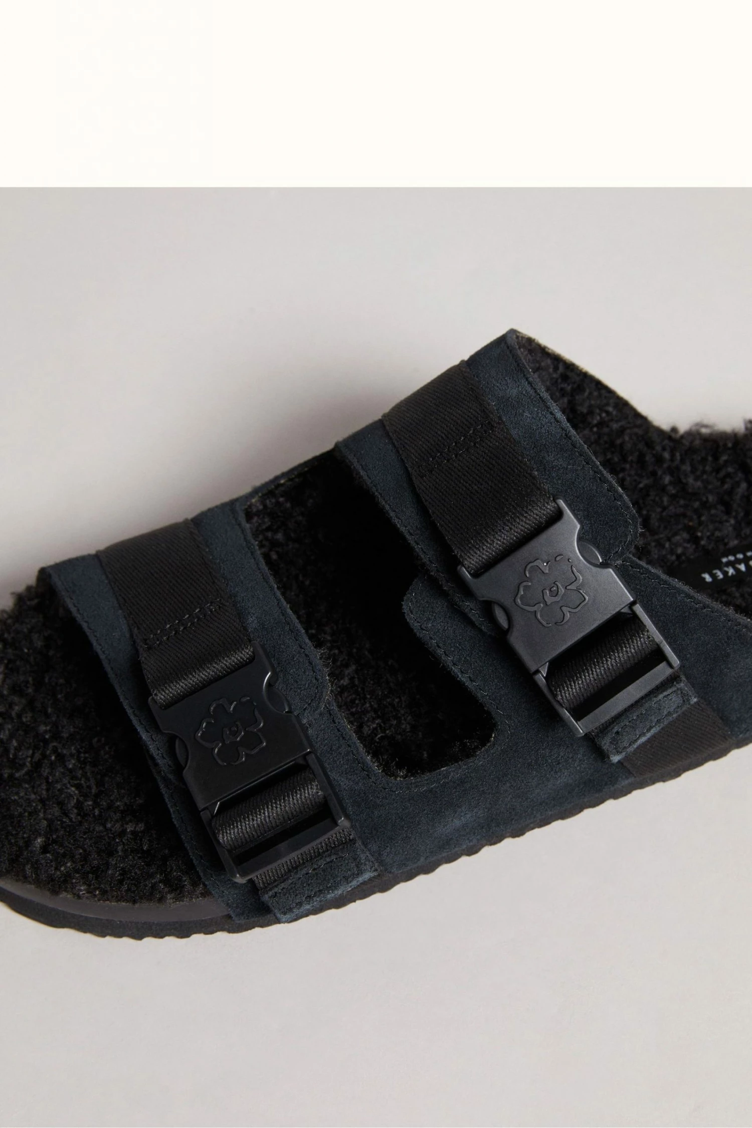 Ted Baker Dougie Black Suede Nylon Clip Two Strap Slippers 6 Ted Baker Dougie Black Suede Nylon Clip Two Strap Slippers - Image 4