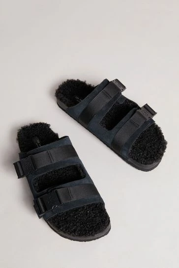 Ted Baker Dougie Black Suede Nylon Clip Two Strap Slippers 7 Ted Baker Dougie Black Suede Nylon Clip Two Strap Slippers - Image 5