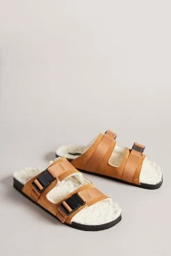 Ted Baker Dougie Brown Suede Nylon Clip Two Strap Slippers -tedbaker Shop Online unnamed file 6099