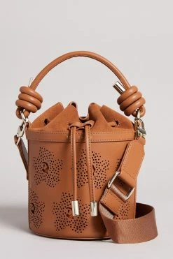 Ted Baker Brown Tyahla Floral Laser Cut Detail Bucket Bag