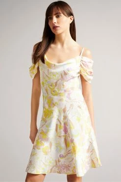 Ted Baker Camily White Mini Cowl Front Satin Dress -tedbaker Shop Online unnamed file 727