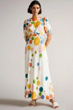 Ted Baker White Hunniy Tie Detail Midi Dress