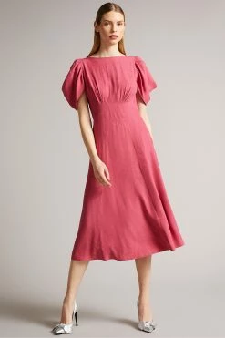 Ted Baker Tulipi Mid-Pink Panelled Midi Tea Dress