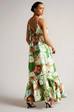 Ted Baker Green Dulina Strappy Linen Maxi Dress With Pleat Detail -tedbaker Shop Online unnamed file 804