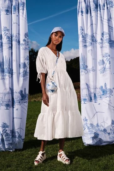 Ted Baker Darita White Puff Sleeve Midi Dress With Fixed Wrap Front 10 Ted Baker Darita White Puff Sleeve Midi Dress With Fixed Wrap Front - Image 8