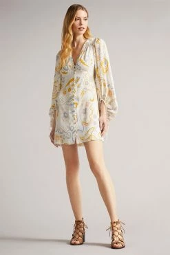 Ted Baker Thelia White Exaggerated Sleeve Mini Dress