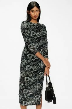 Ted Baker Black Alicah Devore Mesh Sleeve Detail Dress -tedbaker Shop Online unnamed file 851