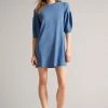 Ted Baker Womens Blue Feyah Lt- Full Needle Puff Sleeve Dress
