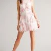 Ted Baker Kenedi Dusky Pink Sleeveless Waterfall Mini Dress