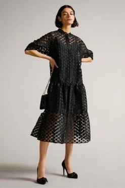 Ted Baker Oversized Nelanie Black Shirt Dress With Puff Sleeve -tedbaker Shop Online unnamed file 882