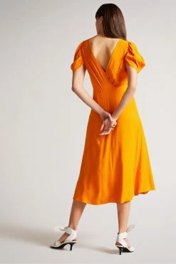 Ted Baker Tulipi Orange Panelled Midi Tea Dress -tedbaker Shop Online unnamed file 884