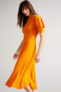 Ted Baker Tulipi Orange Panelled Midi Tea Dress -tedbaker Shop Online unnamed file 885