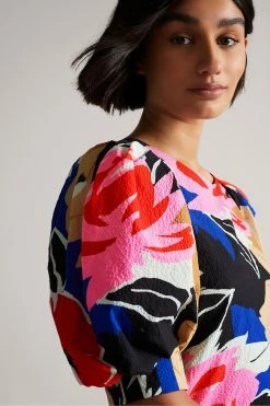 Ted Baker Harpia Black Floral Print Midi Dress -tedbaker Shop Online unnamed file 916