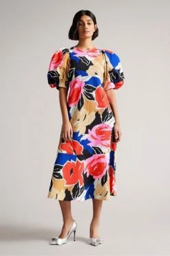 Ted Baker Harpia Black Floral Print Midi Dress -tedbaker Shop Online unnamed file 918