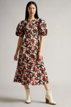 Ted Baker Pink Printed Floral Seersucker Midi Dress -tedbaker Shop Online unnamed file 948